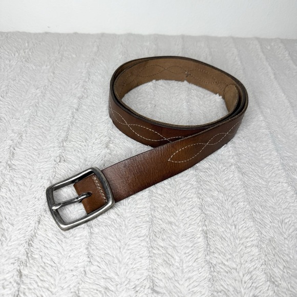 Eddie Bauer Outfitter Brown Leather Western Belt Adjustable Men's 48 - Picture 1 of 11